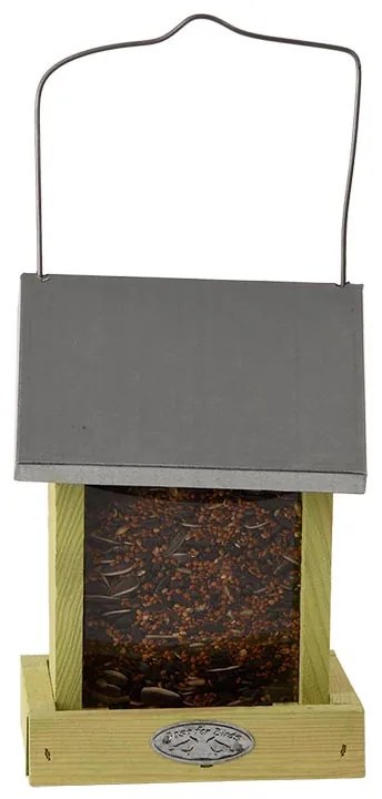 Felakasztható önetetős madáretető, cink tetővel, 22 cm