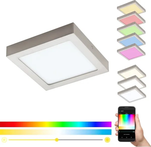 Eglo 33319 - LED RGBW dimmelhető mennyezeti lámpa FUEVA-C LED/15,6W/230V 22,5x22,5 cm