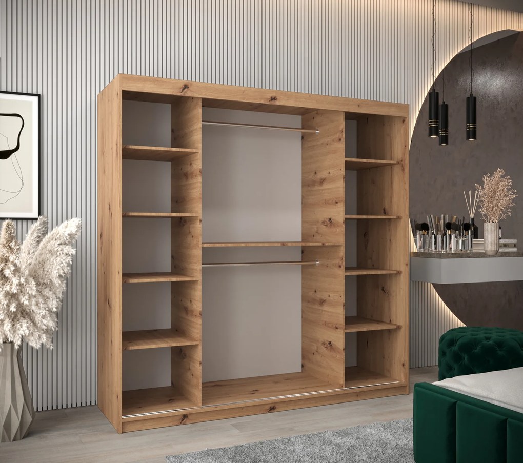 Ruhásszekrény 250 cm Verika 4 250 (artisan tölgy + fekete). 1064316