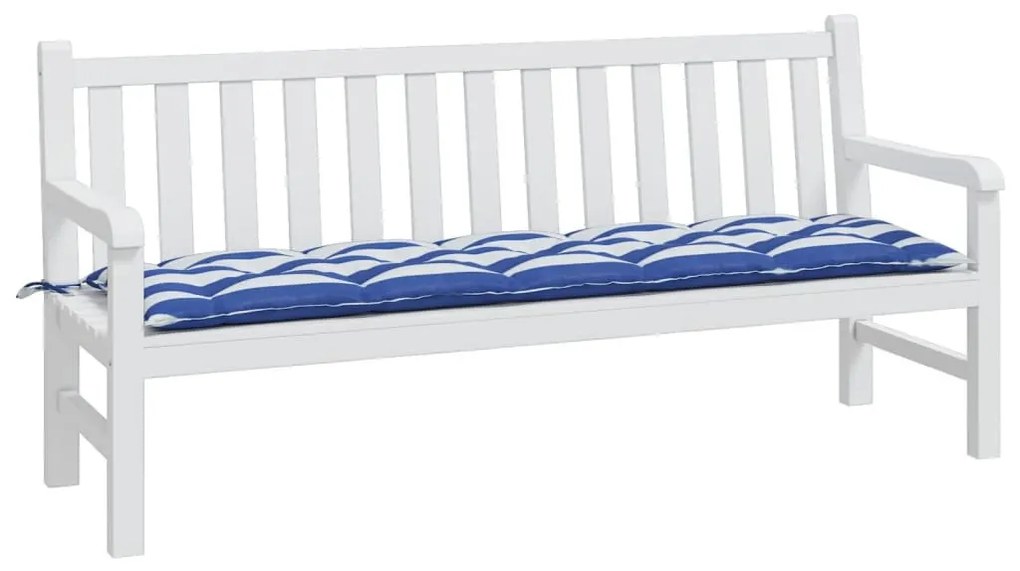 kék és fehér csíkos oxford szövet padpárna 180 x 50 x 7 cm