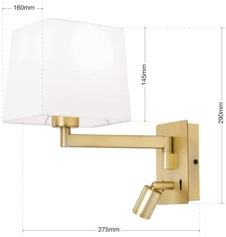 Orion WA 2-1469/1- LED CARLTON fali lámpa 1xE27/40W + LED/3W fehér/arany