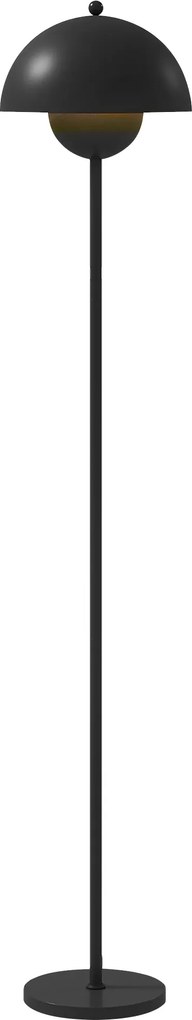 HOMCOM Modern 155 cm Állólámpa Tálformájú Árnyékkal, Reflektáló Fénnyel, Lábkapcsolóval, E27 Foglalattal, Izzó Nélkül, Fekete | Aosom