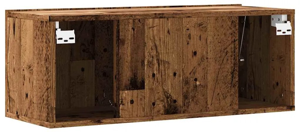 antik fa színű szerelt fa fali TV-szekrény 80 x 30 x 30 cm