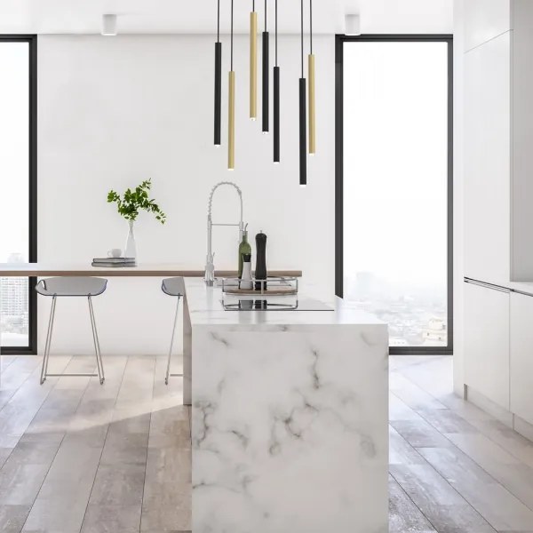 Csillár zsinóron MONZA 7xG9/8W/230V fekete/arany