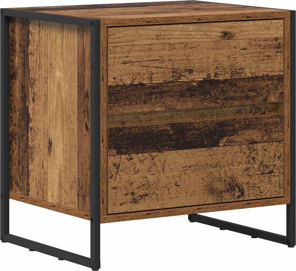 vidaXL Éjjeli asztal fiókkal Öreg fa 50 x 39.5 x 50 cm Faanyag
