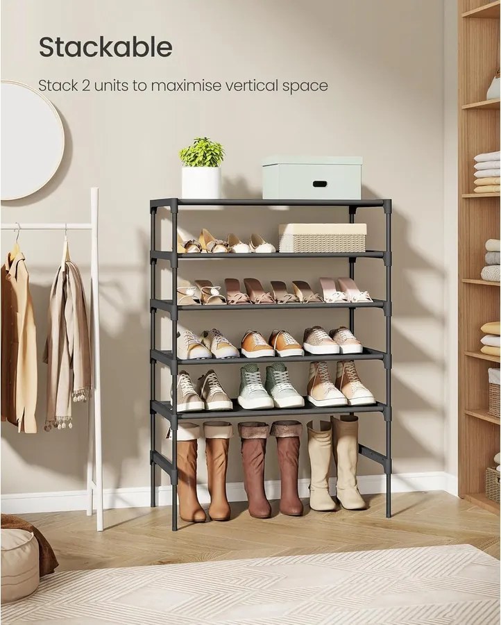 3 szintes cipőtartó állvány 29,7 x 62,3 x 53,5 cm, fekete