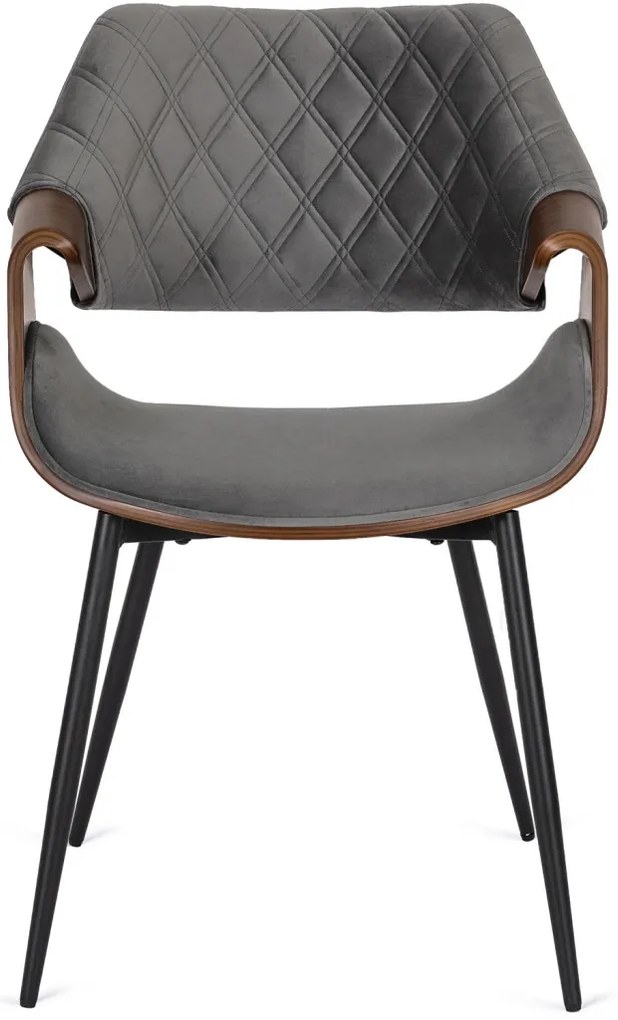 Elegáns Bársony Étkezőszék Szürke/Dió Színben. DAKOTA
