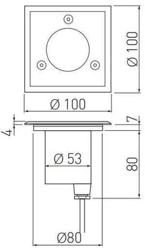 Lámpa Kerti lámpatest ALFA-K-MINI, négyzet, GU10 (max. 10W), IP67, AC220-240V, 50/60Hz, inox