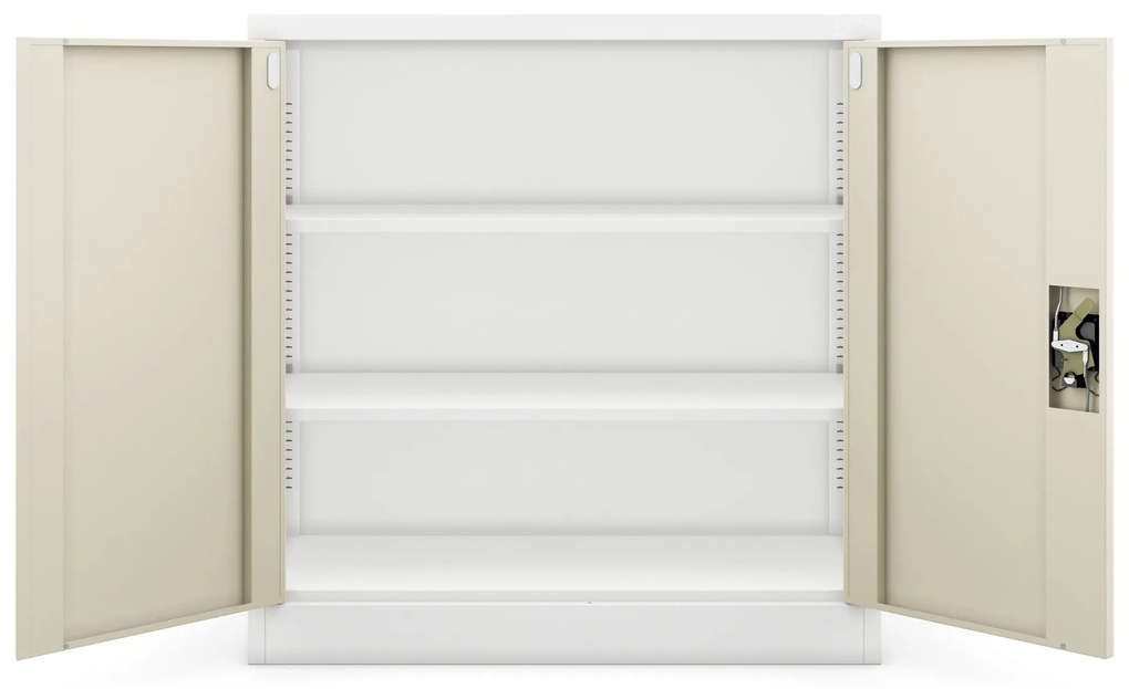 Alacsony fém irattartó szekrény BEATA, 900 x 930 x 400 mm, Eco Design: fehér/ sonoma tölgy