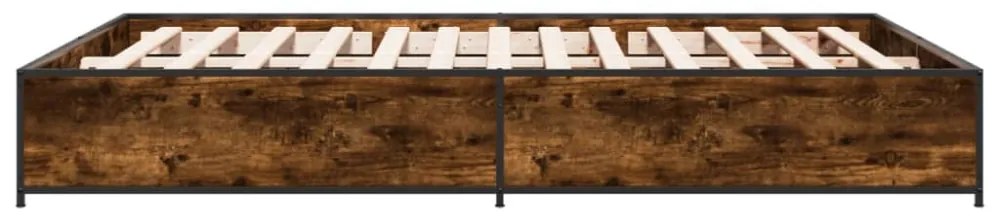 füstös tölgy színű szerelt fa és fém ágykeret 120 x 200 cm