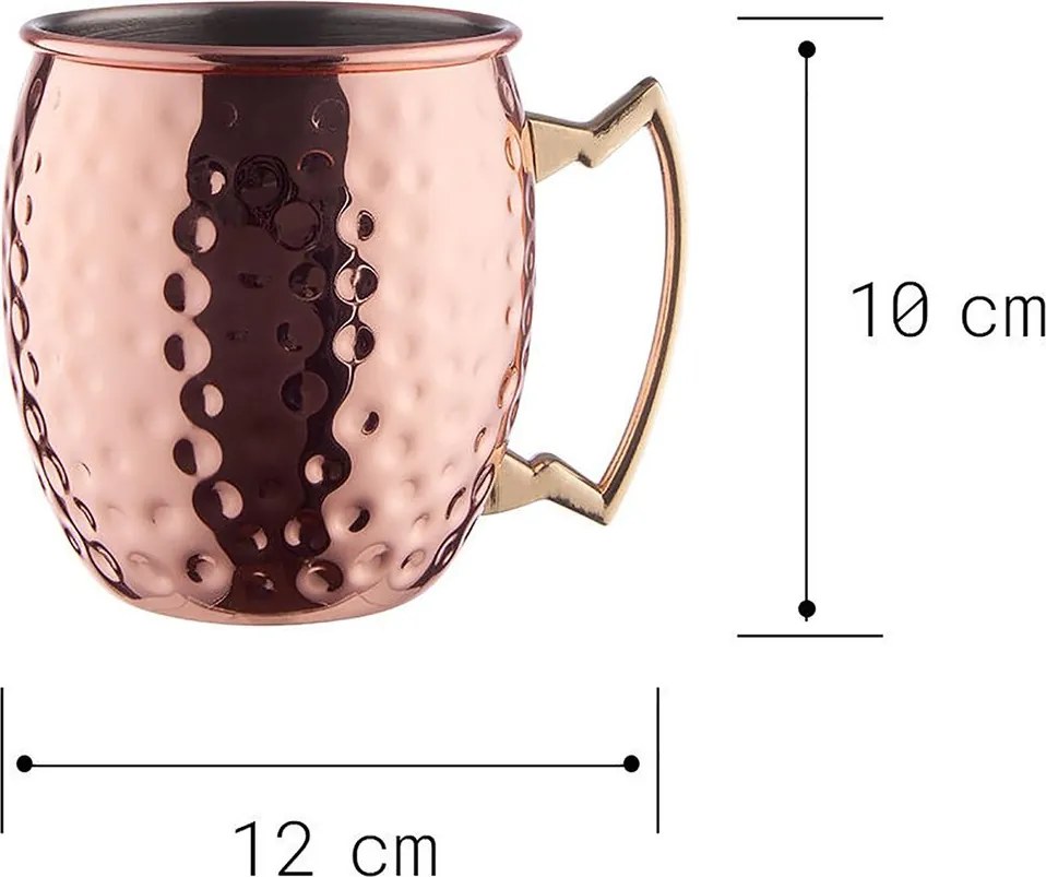 MOSCOW MULE koktél-bögre kalapált 470ml, rozéarany