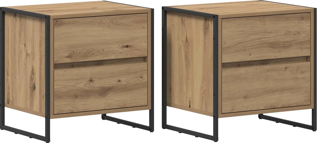 vidaXL Éjjeli asztal 2 pcs Művészi tölgy 50 x 39.5 x 50 cm Faanyag