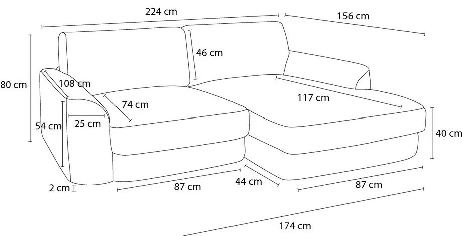 Khaki zsenília sarokkanapé (bal oldali-heverő résszel) Leonore – Bobochic Paris