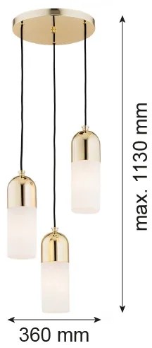 Argon 1466 - Csillár zsinóron BURGOS 3xE27/15W/230V sárgaréz