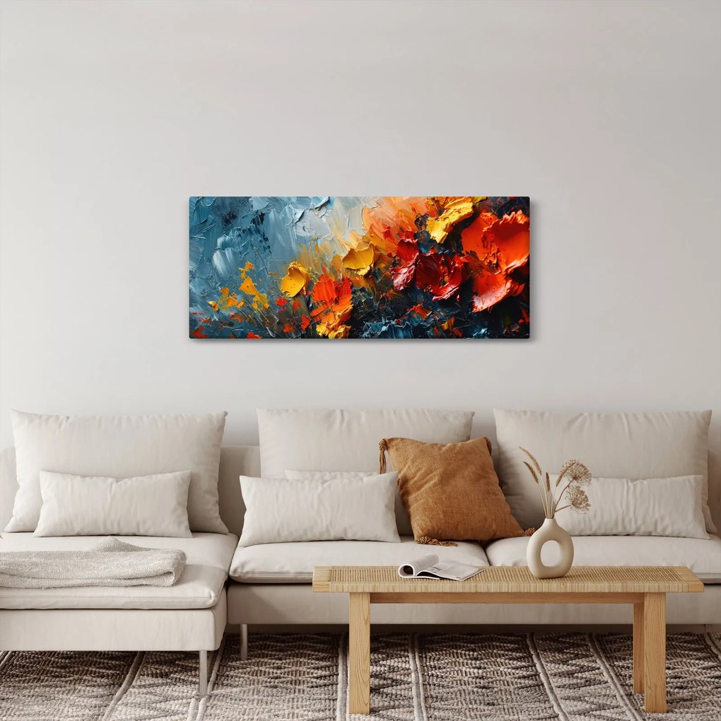 Kép - Virágok absztrakt festménye III. (120x50 cm)