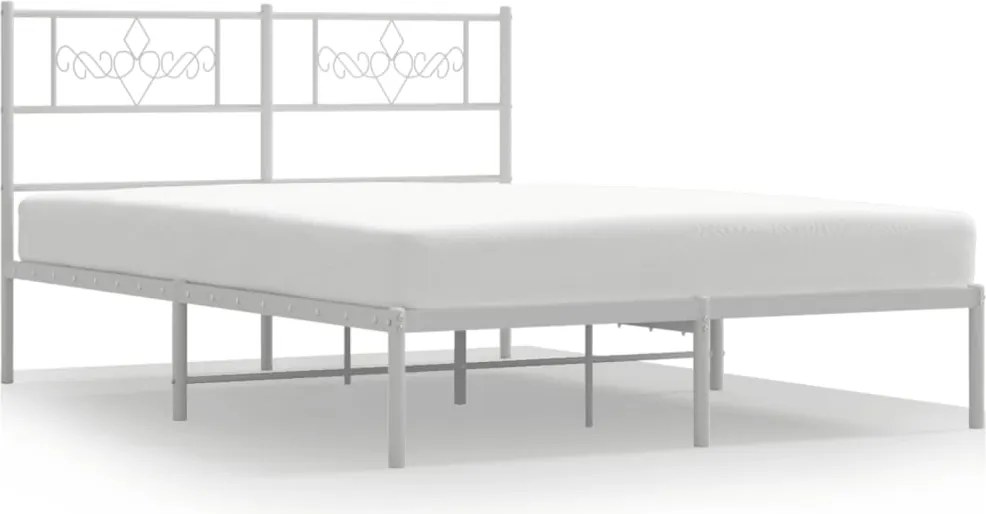 vidaXL fehér fém ágykeret fejtámlával 140 x 190 cm