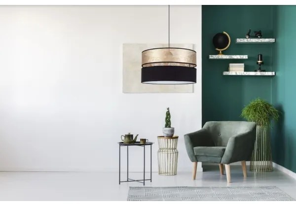 Csillár zsinóron LIMA 1xE27/60W/230V arany/fekete