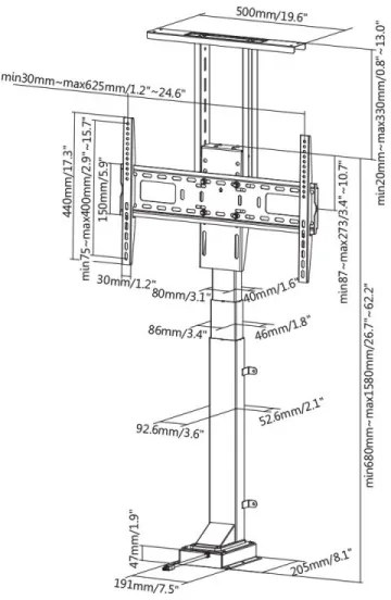 MK FLORIA MKF-19DM648 - Álllótartó TV-hez 37-65" fekete + távirányítás