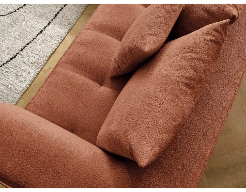 Terrakotta színű zsenília sarokkanapé (jobb oldali-L alakú) Whesley – Bobochic Paris