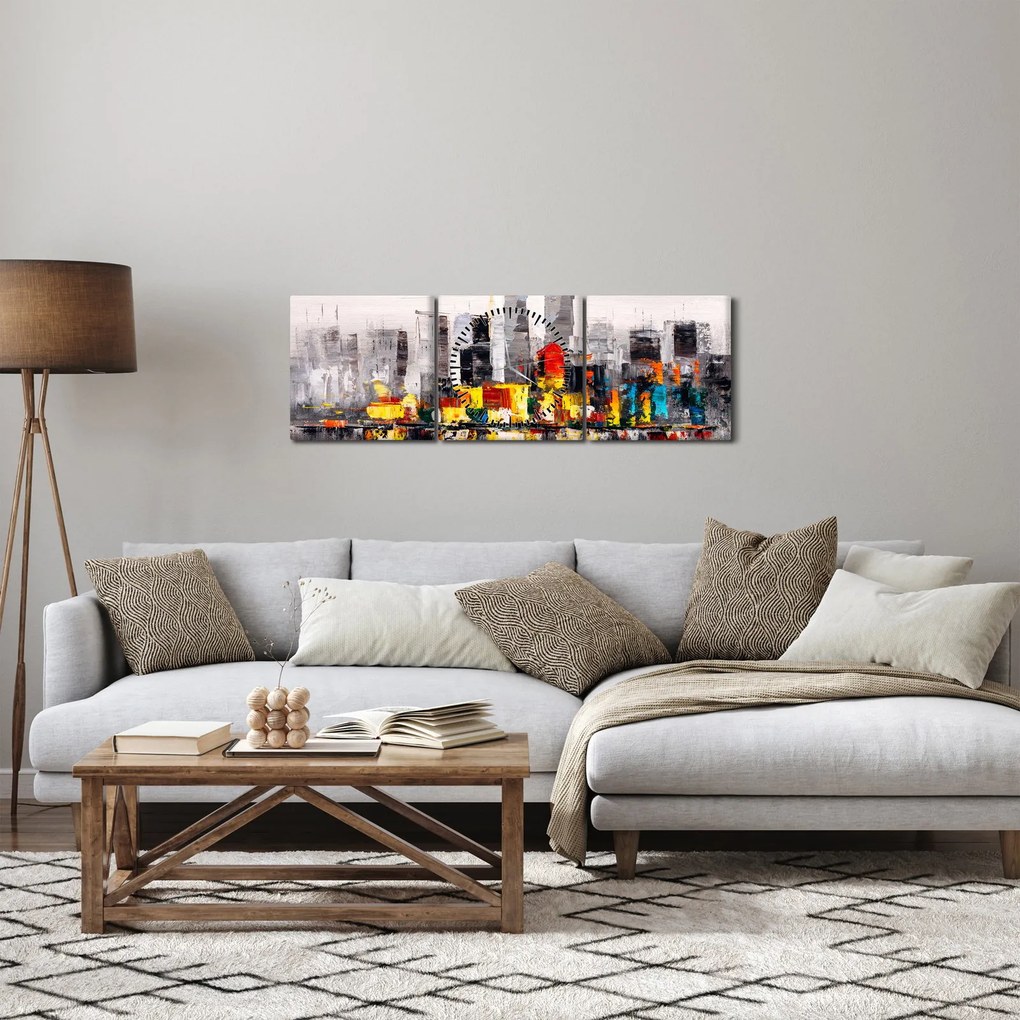 Kép - A nagyváros festménye (órával) (90x30 cm)
