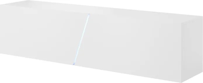 TV szekrény 160 cm fehér / fehér magasfény színkombinációban RGB LED világítással – SLANT