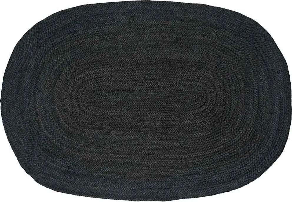 vidaXL Területszőnyegek Ovális Fekete 122 x 183 cm Juta