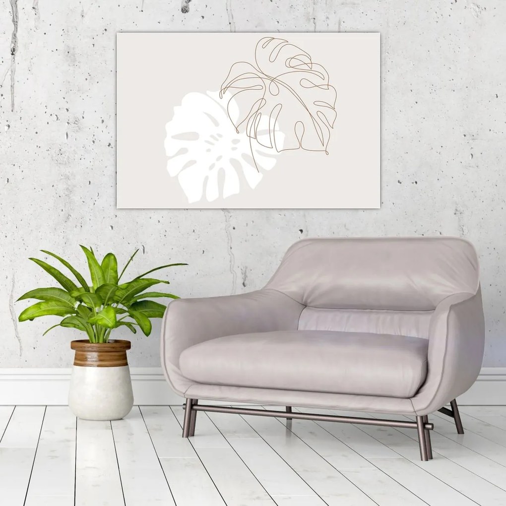 Kép - Line art monstera N⁰2 (90x60 cm)