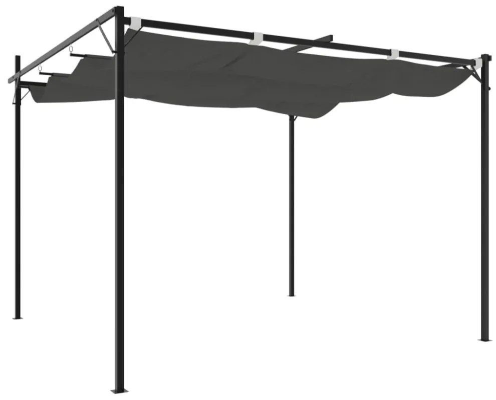 antracitszürke pergola behúzható tetővel 295 x 292 x 230 cm