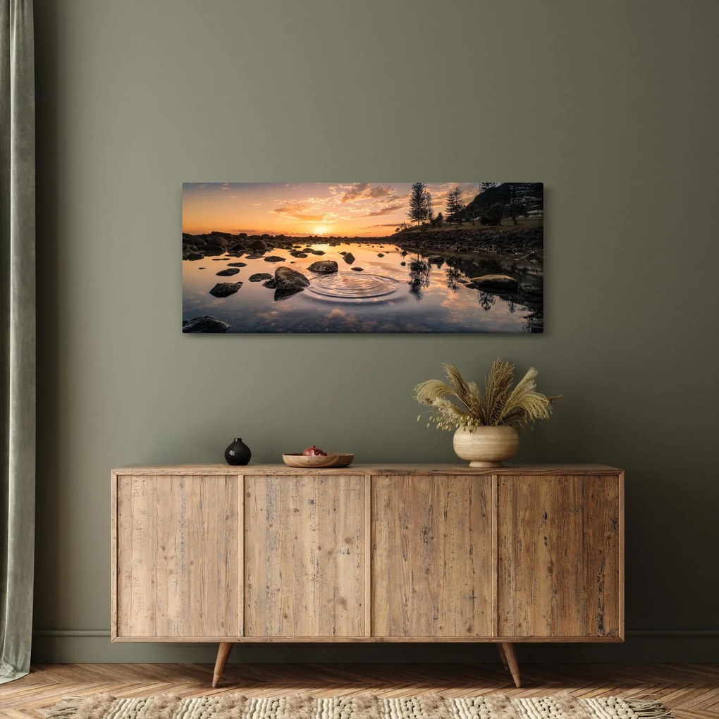 Kép - naplemente a tó mellett (120x50 cm)