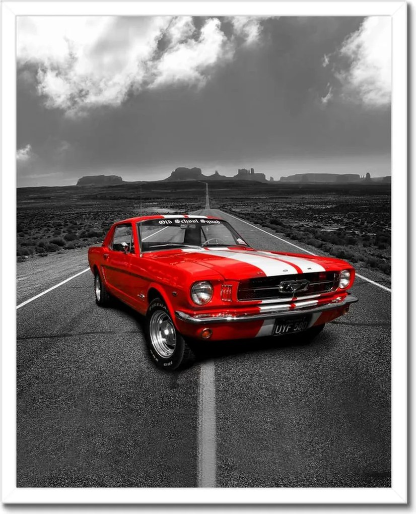 Poszter keretben 40x50 Piros Ford Mustang Usa