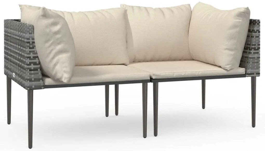 vidaXL 2 db szürke polyrattan kerti sarokkanapé párnával