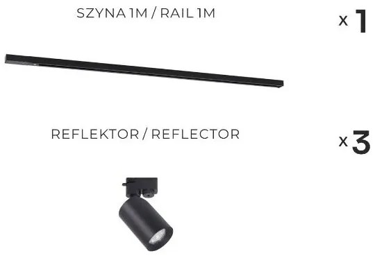 Zuma Line 3554 - Sínes rendszerű spotlámpa TORE 3xGU10/35W/230V fekete