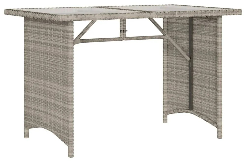 szürke polyrattan üveglapos kerti asztal 110x68x70 cm