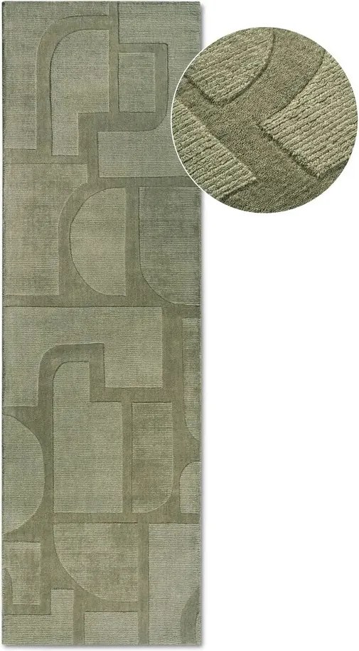 Futószőnyeg folyosóra 80x250cm, zöld modern 3D minta