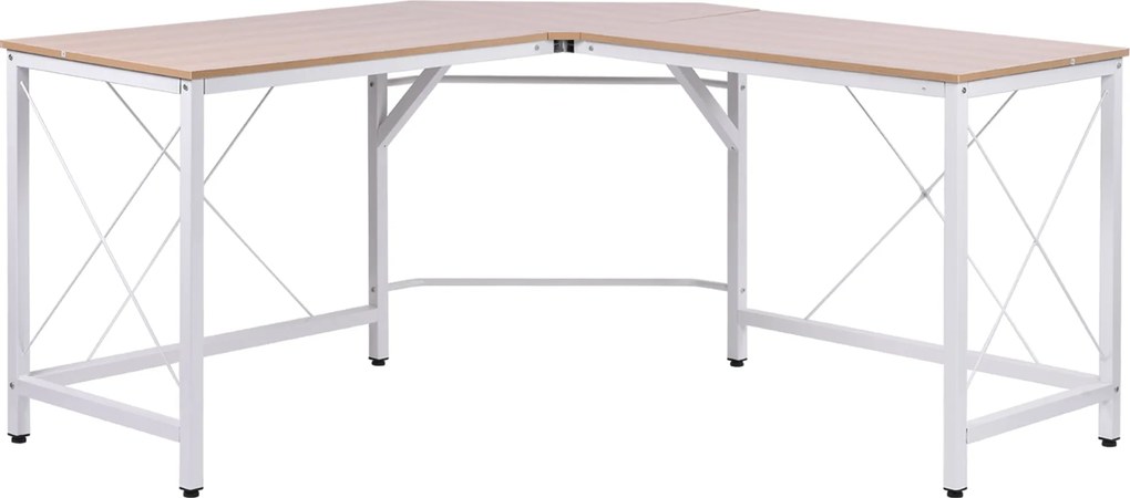 HOMCOM Számítógép Asztal Irodai Asztal L-Formájú Munkaállomás Íróasztal Sarokasztal MDF Természetes 150 x 150 x 76 cm | Aosom