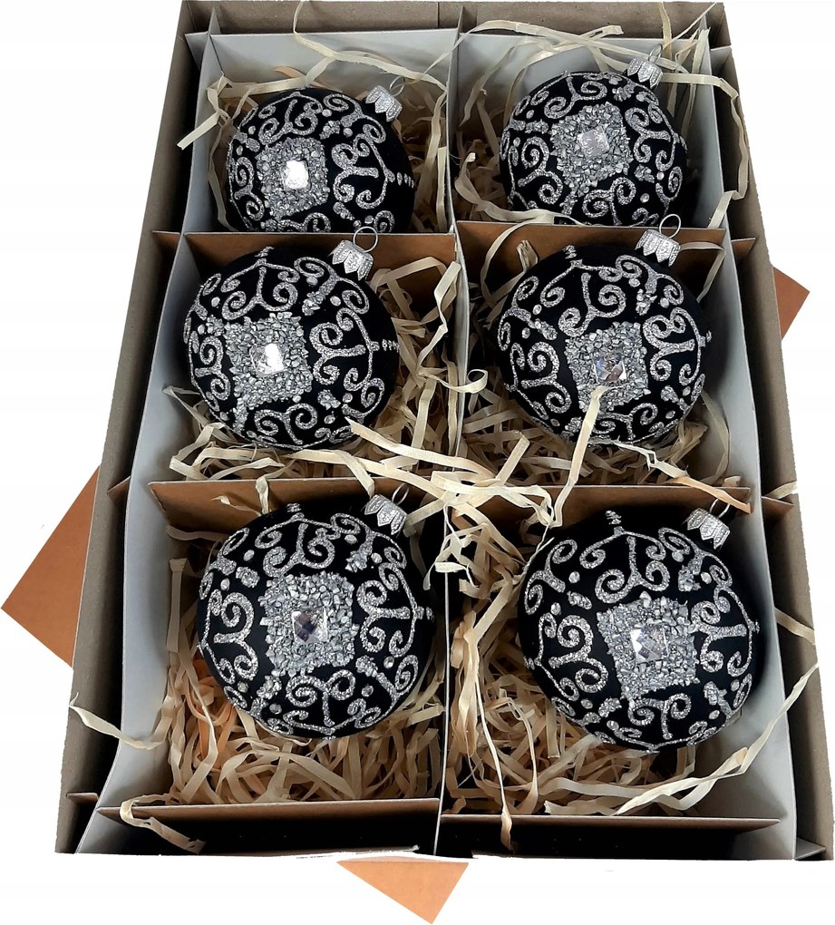 Üveg karácsonyfadísz 6 db 8 cm Prémium