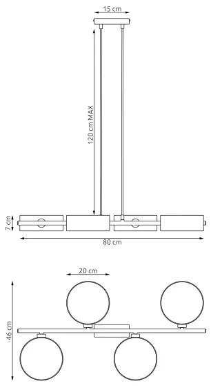Kábelre szerelt DRUMZ függőlámpa 4xE14/10W/230V fekete/szürke