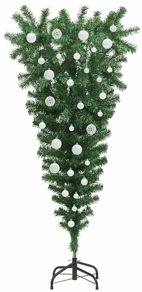 Felfordított Műfenyő Előre Bekapcsolt Karácsonyfával és Gömbökkel