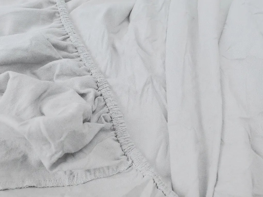 Jersey gumis lepedő lycrával ezüst 180 x 200 cm