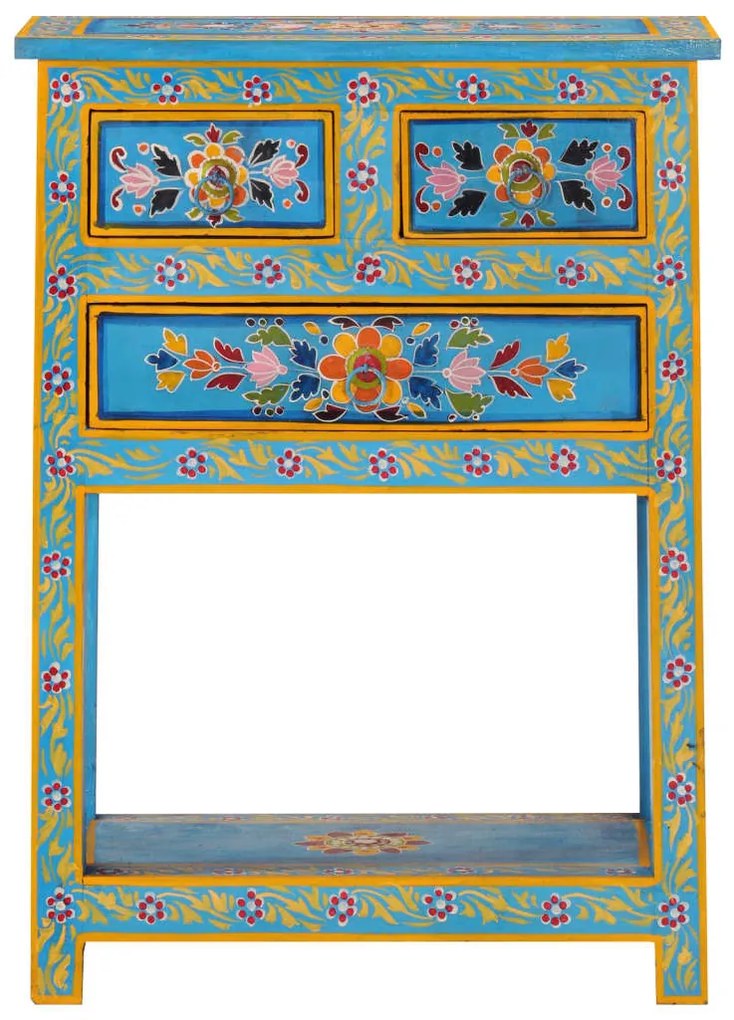 Türkiz tömör mangófa tálalószekrény 55 x 30 x 76 cm