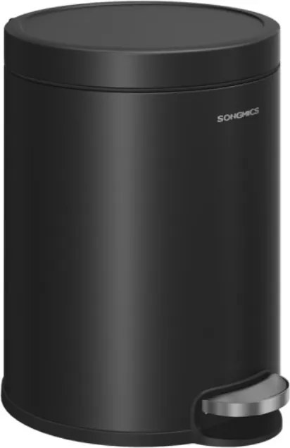 Szemeteskosár 6 l Fekete Fedél Pedál Fürdőszoba Iroda 1 rekesz 6 liter