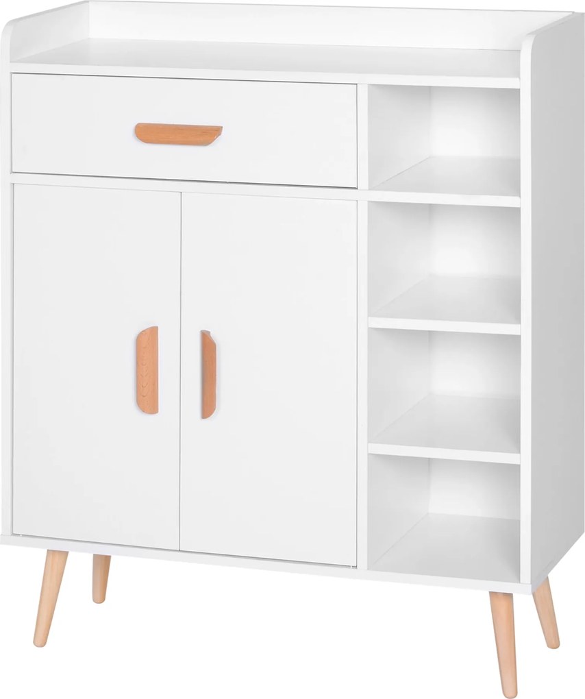 HOMCOM Oldalszekrény Buffet Szekrény Konzol Asztal Többfunkciós Bútor Étkezőbe, Nappaliba, Fürdőszobába, Előszobába 80x29,5x96 cm | Aosom
