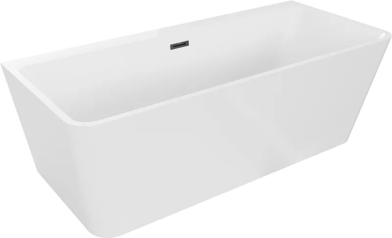 Mexen Volta szabadon álló falra szerelhető kád 150 x 75 cm, fehér, fekete túlfolyó - 51131507500-70
