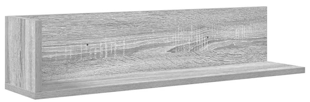 2 db szürke sonoma színű szerelt fa fali polc 75x16,5x16,5 cm
