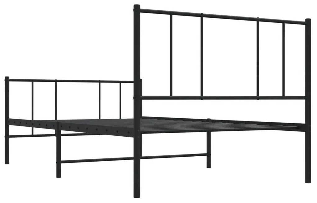 fekete fém ágykeret fej- és lábtámlával 80 x 200 cm