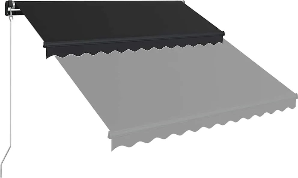 Antracitszürke kézzel behúzható napellenző 350 x 250 cm