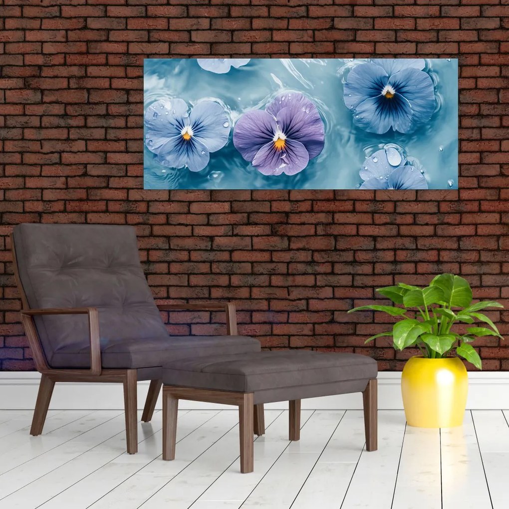 Kép - Ibolyák a vízben (120x50 cm)
