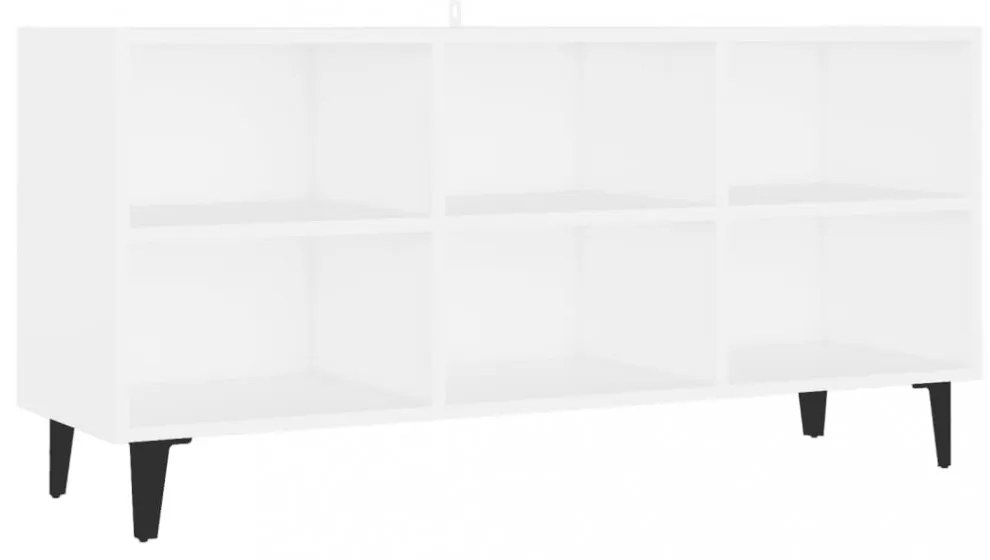 fehér TV-szekrény fémlábakkal 103,5 x 30 x 50 cm