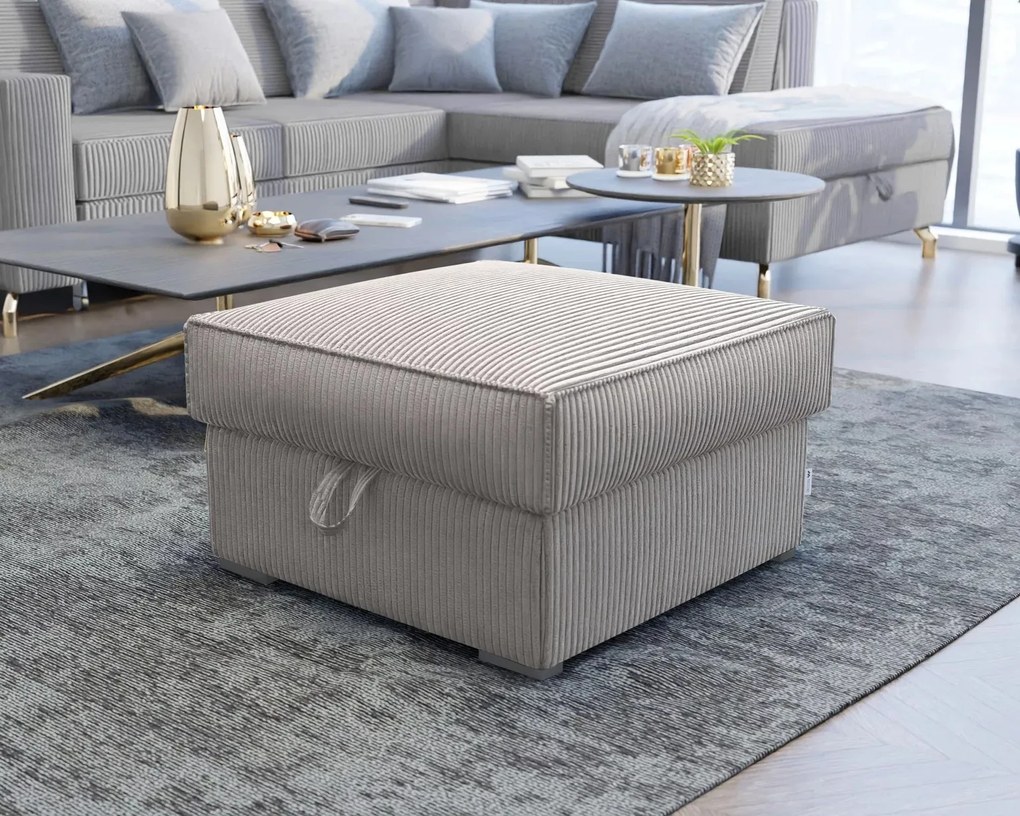 Taburet SMART COSARO XL tárolóhellyel 71x71 cm, bézs színű