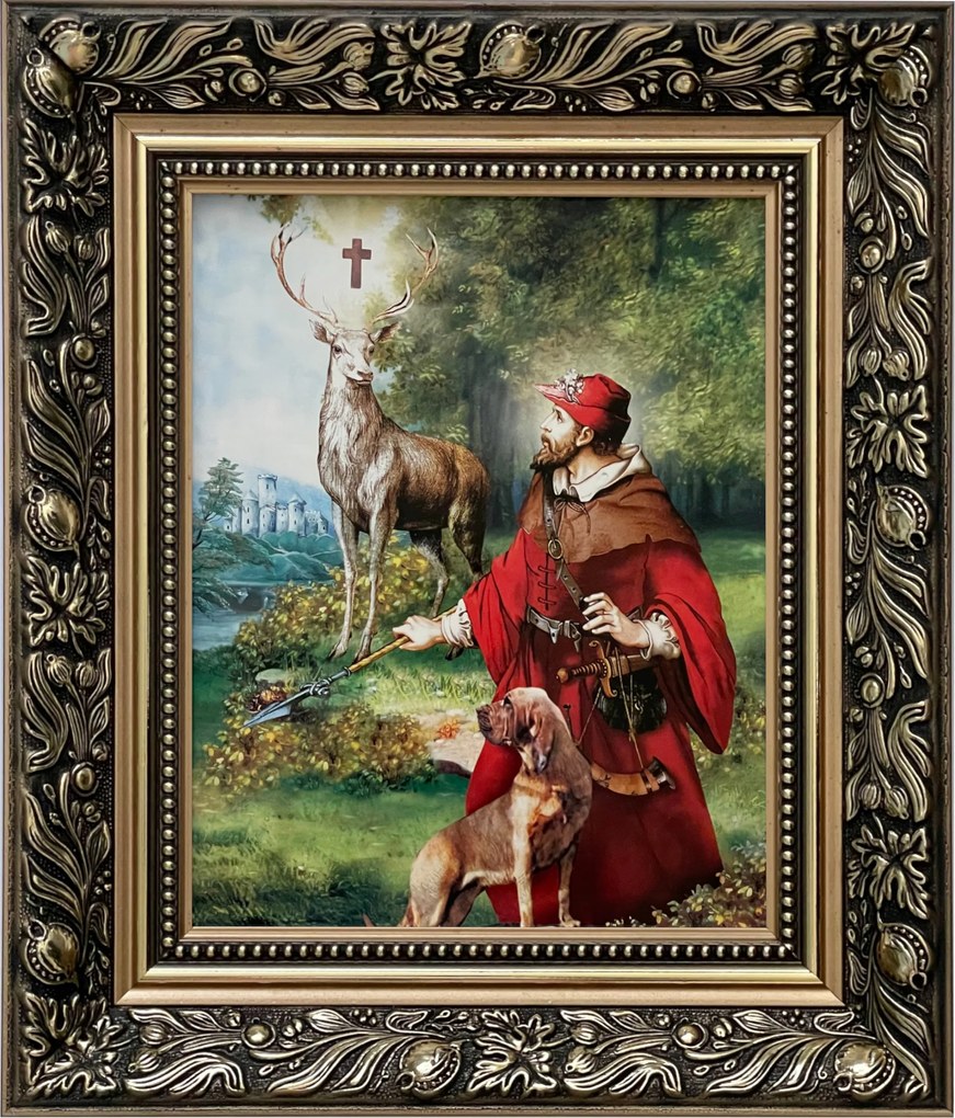 Vászonkép 35x30 Szent Hubert Arany Díszített Keret